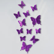 12Pcs/set Mirror Wall Stickers 3D Butterfly Wall Decal Art for Kids Room Home Wall Decoration Fridge Sticker Wedding Party