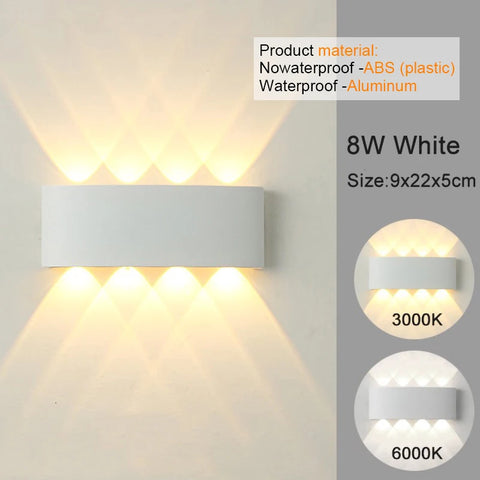 LED Wall Sconces Modern Indoor Outdoor Lamp, White Up Down Wall Mount Lights for Living Room Hallway Bedroom Decor