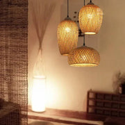 Bamboo Lampshade Led Pendant Lamp Natural Rattan Wicker Ceiling Chandeliers Hand Woven E27 Lighting Fixtures Hanging Light