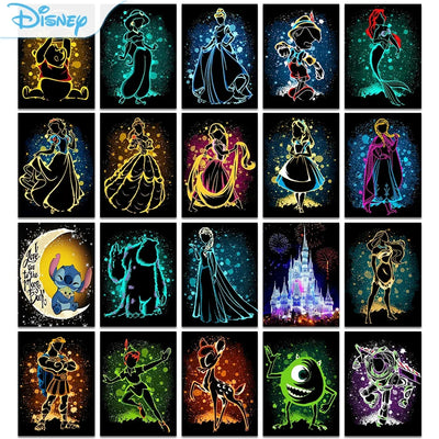 Disney 5D Diy Diamond Painting Kits Enchanted Eternal Girl Cartoon Princess Full Diamond Inlaid Mosaic Embroidery Wall Decor