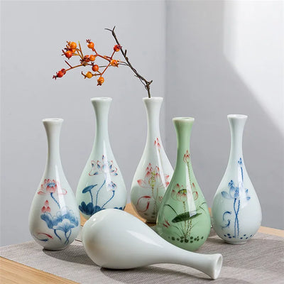 Chinese Porcelain Ceramic Vase Ornaments Decorative Flower Vase For Wedding Decoration Pot Jade Pure Zen Guanyin Hand-painted