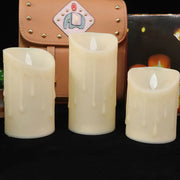 Pack of 3 Remote Control Moving Wick LED Decorative Candles , Battery Dancing Wedding Pillar Candles With Realistic Flame