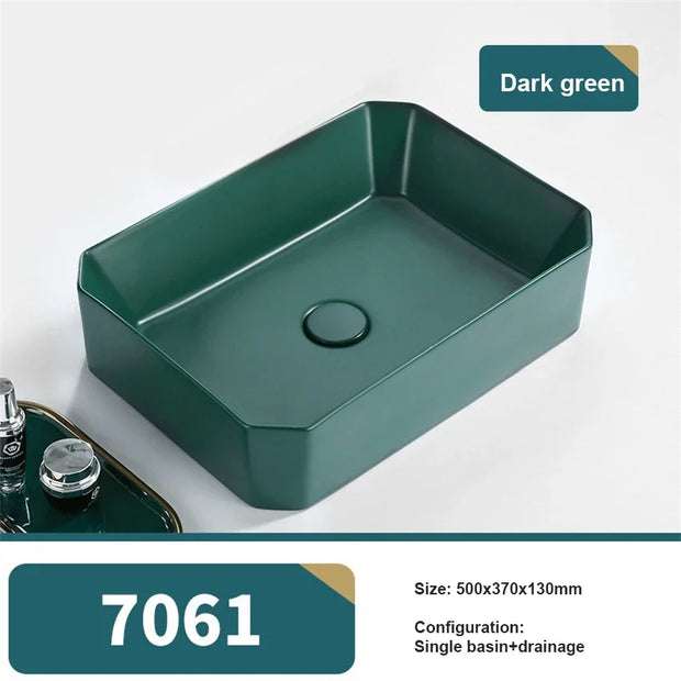 Nordic Tabletop Basin Sink Fashion Single Basin Minimalist and Modern Bathroom Ceramic Basin Household Washbasin 500*370*130mm