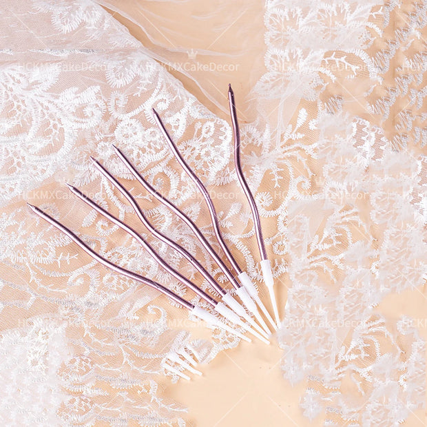 24pcs Gold Silvery Rose Gold Long Candles for Birthday Wedding Anniversary Party Cake Topper Decoration Supplies