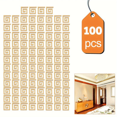 100Pcs Mirror Stickers Self Adhesive Mirror Wall Stickers 3D Mirror Wall Decal Decorative Wall Mirror Decal DIY Mirror Tiles