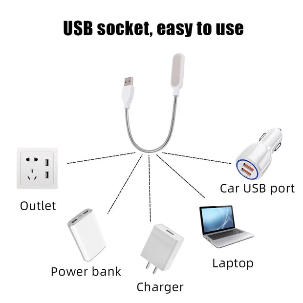 USB Book Light Portable Mini Night Light Flexible Bendable Reading Light for Table Lamp PC Computer Laptop Notebook