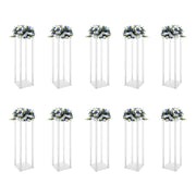 10Pcs Acrylic Vase Wedding Flower Stands Set 23.6"H Clear Column Rack Geometric Display Stand for Home Party Wedding Decor