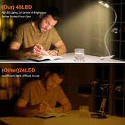 LED Reading Lights 360°Flexible Gooseneck Dimmable Table Lamp Clip On Indoor Bedroom Eye Protection Desk Light Book Clamp Lamp