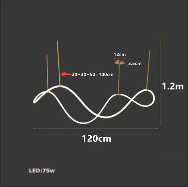 Nordic Hose Led Pendant Lights Dimmable Gold Minimalist Decor for Over The Table Kitchen Dining Room Bar Hanging Lamp Lusters