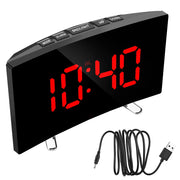 LED Screen Curved Dimmable Mirror Clock Home Decors For Kids Bedroom Large Number Table Clock Digital Alarm Clock 7 Inch