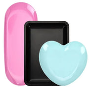 Stainless Steel Nail Tool Storage Tray Solid Color Ellipse Square Shape Nail Art Tools Storage Plate Love Heart Shape