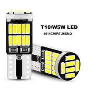 10pc Canbus W5W T10 194 LED Car Light Bulb 26SMD 4014 Auto High Bright Wedge License Plate Clearance Dome Door Lamp 12V