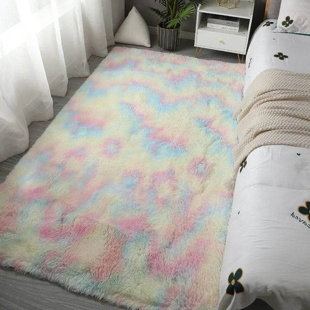 Pink Bedroom Carpet For Children's Room Cute Girls Floor Soft Mat Living Room Decoration White Fluffy Large Kids Bedside Rugs