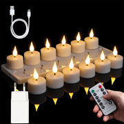 6/12Pcs LED Candle Light Timer Rechargeable Flashing Flameless Candle Lamp Tea Lights With Black Cups For Home Decoration Candle