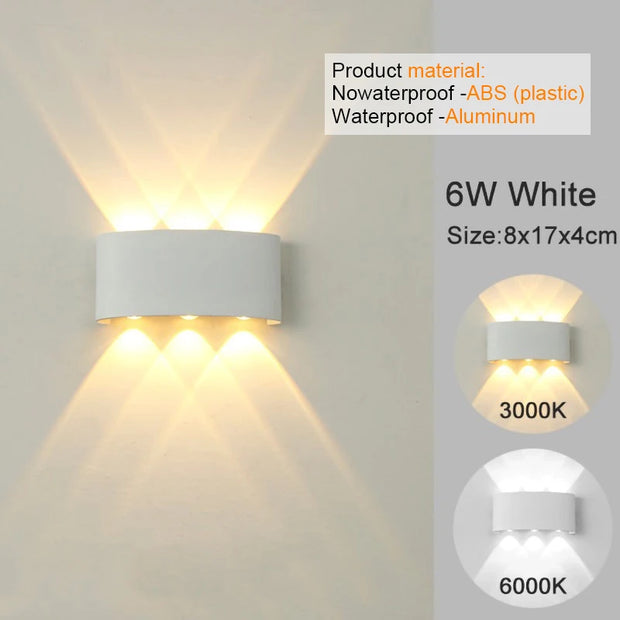 LED Wall Sconces Modern Indoor Outdoor Lamp, White Up Down Wall Mount Lights for Living Room Hallway Bedroom Decor