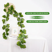 2.1M Green Ivy Leaf Hanging Vine Artificial Garland Silk Wall Plant Home Garden Decoration Wedding Party DIY Fake Wreath Leaves