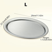 Stainless Steel Metal Dining Disc Oval Dish Reusable Shallow Tray Korean Style Fruit Meat Plate Kitchen Tableware Jewellery Prop