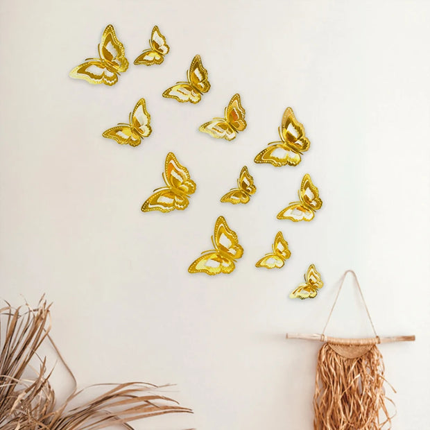 12pcs 3D Butterfly Wall Stickers Self Adhesive Butterfly Wallpaper For Home Living Room Decoration Kids Room Wall DIY Decal