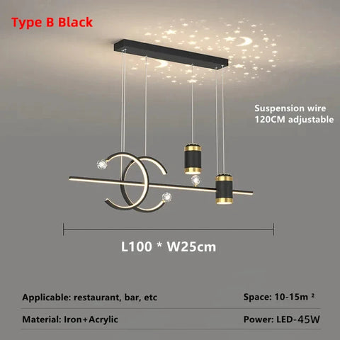 Modern Dining Room Pendant Light LED Smart Remote Control Dining Table Hanging Lamp Luxury Lustre Home Indoor Decor Chandelier