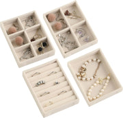 Hot Jewelry Organizer Velvet Jewelry Storage Tray Display Ring Bracelet Necklace Storage Box Showcase Drawer Organizer Trays