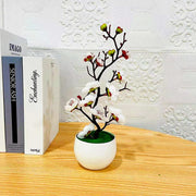 Bonsai Silk Flowers Plum Blossoms Artificial Plant Fake Flowers Pot Flores Sakura Tree Branches Home Room Decoration