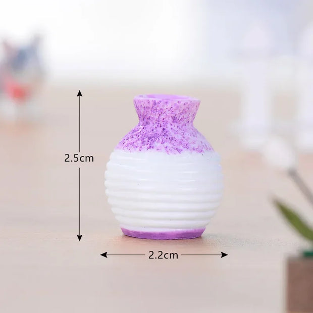 Resin Miniature Small Mouth Vase Diy Craft Accessory Home Garden Decoration Accessories Home Decoration Fine-cut Vase Ornament