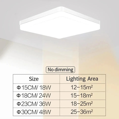 IRALAN Square LED Ceiling Light Neutral White Cool White Warm White 48W 36W 24W 18W Bedroom Hallway Toilet Lighting