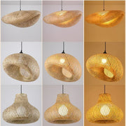 Bamboo Hanging Lamp Pendant Ceiling Light Rattan Wicker Lustre Hand Knit Braiding Suspended Home Dining люстра потолочная