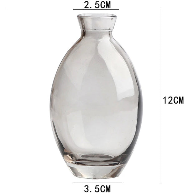 Simple Mini Glass Flower Vase Desktop Transparent Hydroponic Plant Bottle Living Room Flower Arrangement Pot Home Decoration