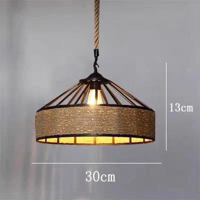 Vintage Hemp Rope Pendant Light Industrial Wind LED Hanging Lamp Creative Edison Bulb 30/40/50cm Restaurant Home Decor Lighting