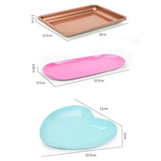 Stainless Steel Nail Tool Storage Tray Solid Color Ellipse Square Shape Nail Art Tools Storage Plate Love Heart Shape