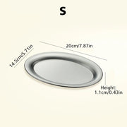 Stainless Steel Metal Dining Disc Oval Dish Reusable Shallow Tray Korean Style Fruit Meat Plate Kitchen Tableware Jewellery Prop