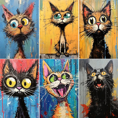 Abstract Cat Painting By Numbers On Canvas For Kids Gift Diy Picture Paint With Number Wall Art For Living Room Home Decoration