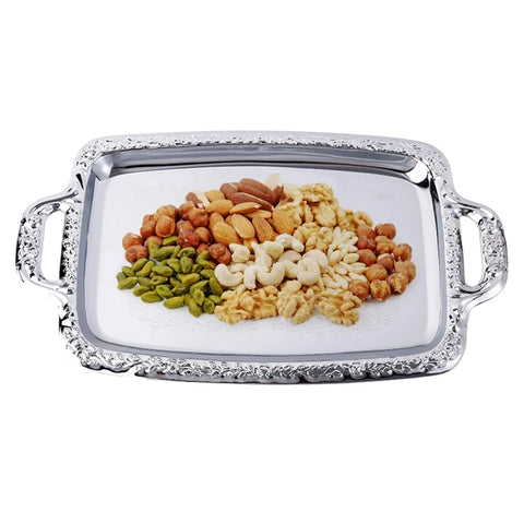 Fruit Tray Silver Stainless Steel Serving Blank Metal Food Trays Decorative