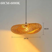 Bamboo Weaving Chandelier Lamp 40/50/60cm Hanging LED Ceiling Light Pendant Lamp Fixtures Rattan Woven Home Bedroom Decors