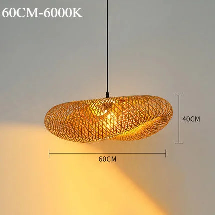 Bamboo Weaving Chandelier Lamp 40/50/60cm Hanging LED Ceiling Light Pendant Lamp Fixtures Rattan Woven Home Bedroom Decors