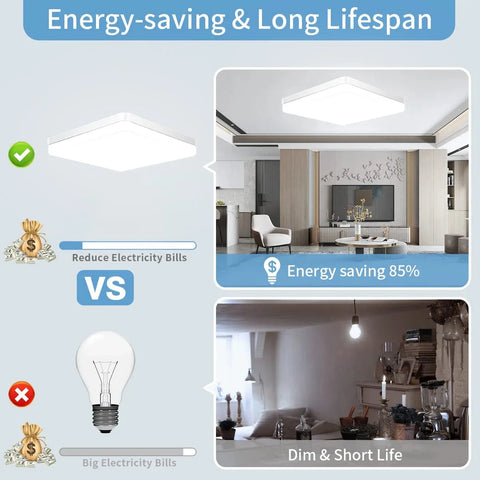 IRALAN Square LED Ceiling Light Neutral White Cool White Warm White 48W 36W 24W 18W Bedroom Hallway Toilet Lighting