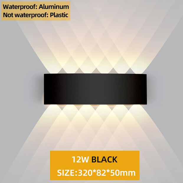 Up and Down LED Wall Lamp Waterproof IP65 Aluminium Interior Wall Light For Bedroom Living Room Corridor Indoor Outdoor Lighting