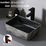 Ceramic Bathroom Vessel Sink Bowl Above Counter Art Single Sink Drain Lavatory Wash Hand Basin Household Countertop Wash Basin